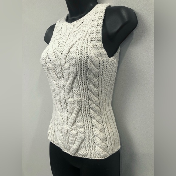 The Limited Chunky Wool Cableknit Cutaway Sleeveless Sweater Vest Pullover XS - Picture 4 of 7